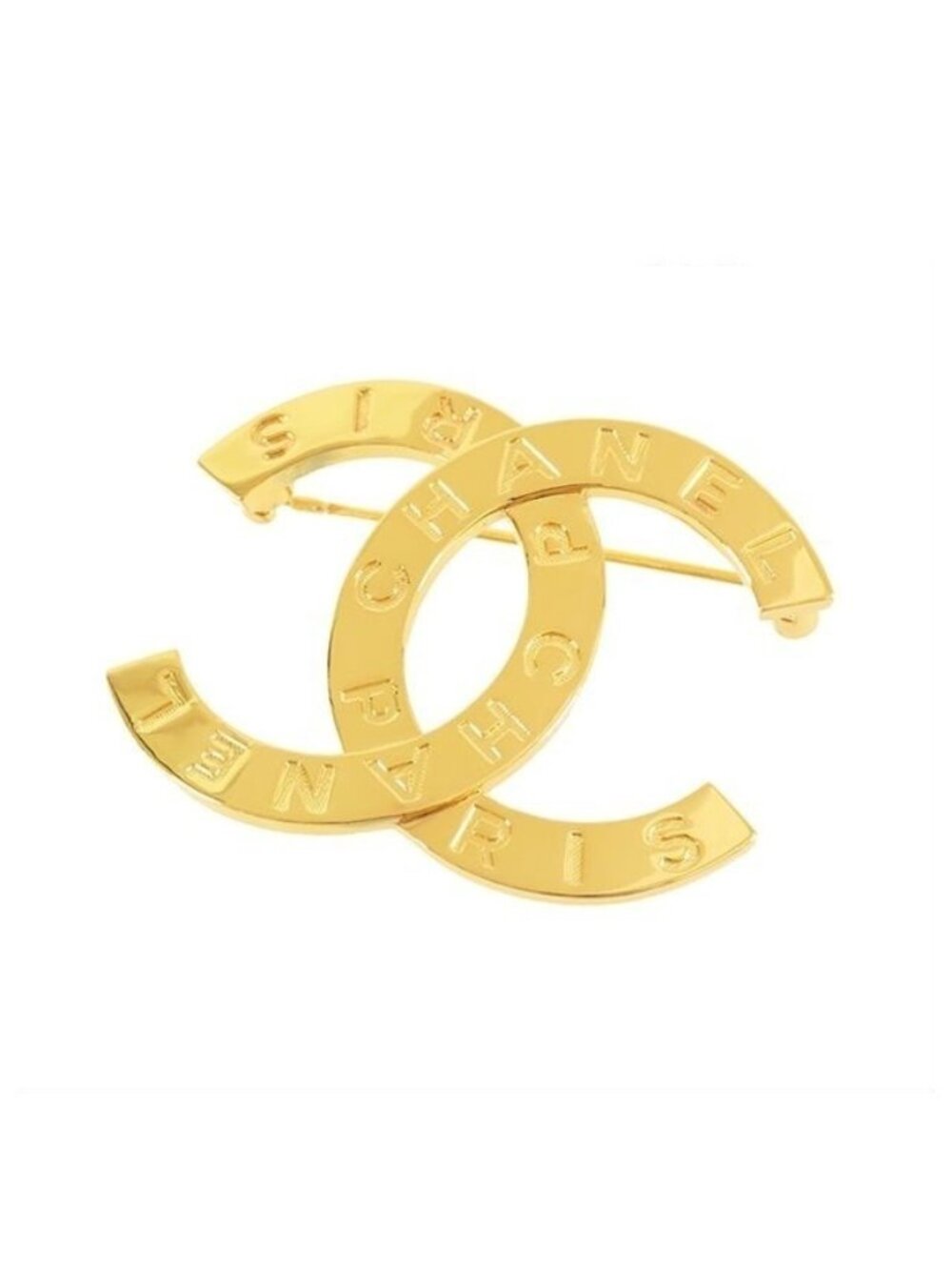Chanel CC Logo Pin Brooch Gold Metal